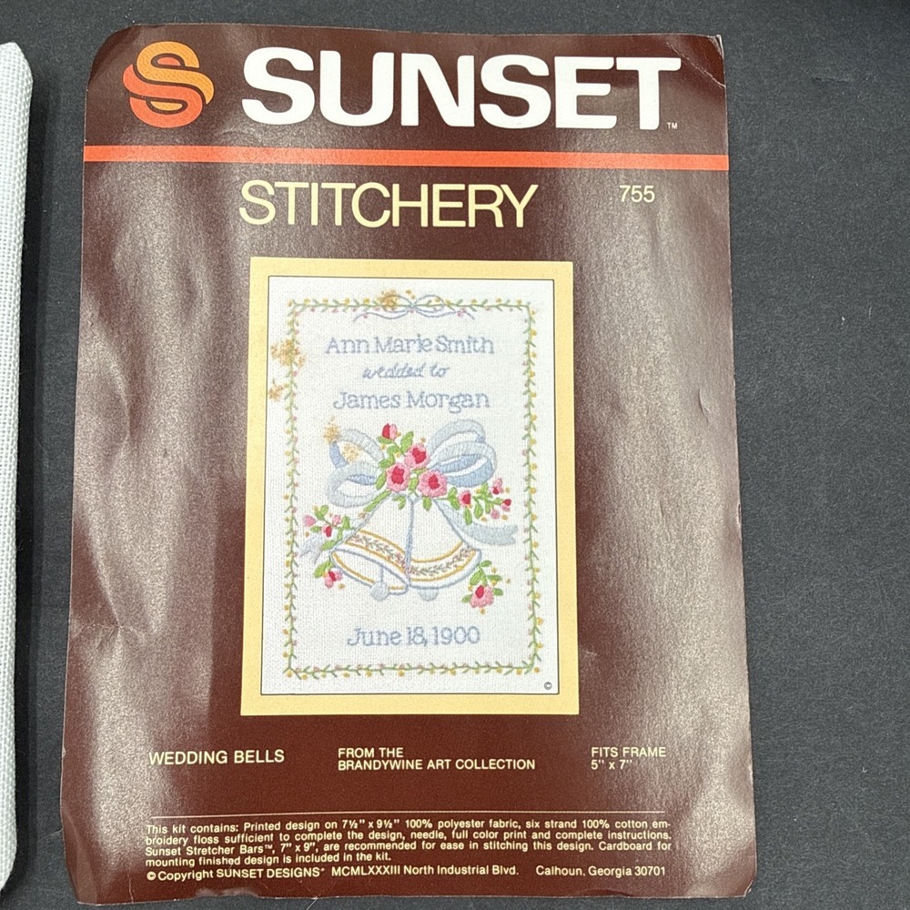 Vtg Sunset‎ Stitchery Crewel Kit 755 Wedding Bells TO Personalized New